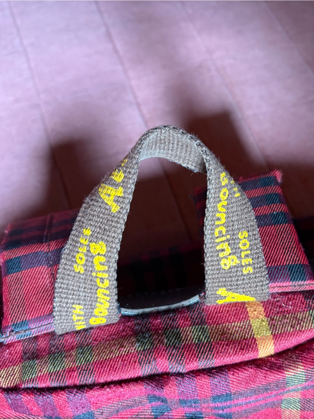 Vtg 90s Dr Martens Red Plaid Backpack- Red Yellow Brown Black- Grunge - Picture 6 of 14